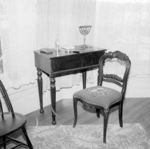 Detail of desk in northeast corner